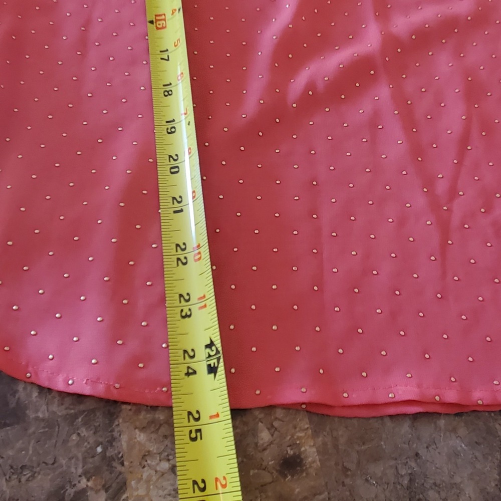 a.n.a. sz Petite L spice coral sheer long slv top NWT gold dot feminine romantic - Picture 8 of 14